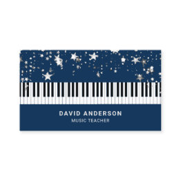 Small Silver Confetti Piano Keyboard Musician Pianist Business Invitations Front View