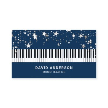 silver confetti piano keyboard musician pianist business invitations