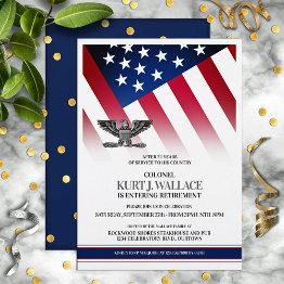 Small Silver Eagle Military Retirement Party Invitation Front View
