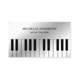 Small Silver Foil Piano Keyboard Musician Pianist Business Invitations Front View
