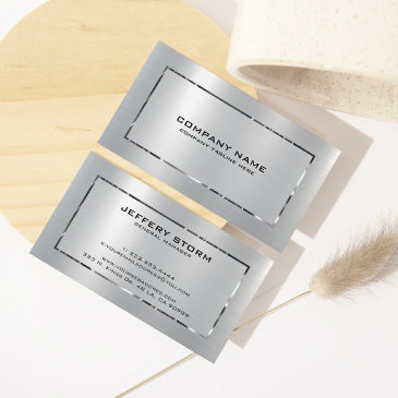 silver gray brushed aluminum texture business invitations