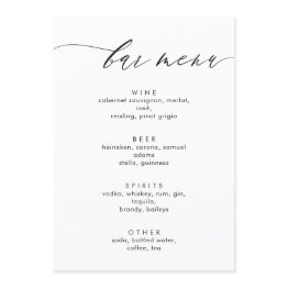 Small Simple And Modern Calligraphy Bar Menu Front View