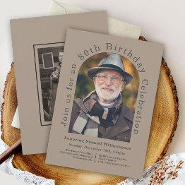 Small Simple Arch 80th Birthday Party With 2 Photos Invitation Front View