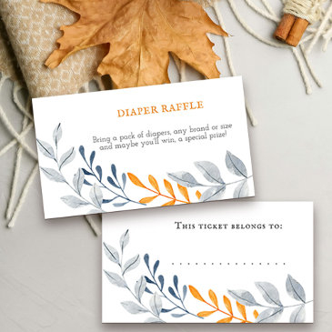 simple autumn foliage diaper raffle ticket enclosure invitations