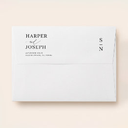 Small Simple Black And White Wedding Invitation Envelope Front View