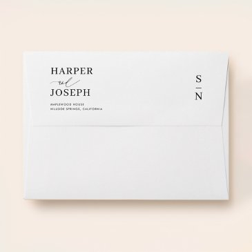 simple black and white wedding invitation envelope