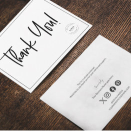 Small Simple Black White Company Logo Social Thank You Front View