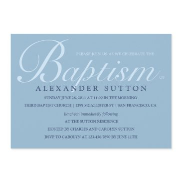 simple blue baptism/christening invite