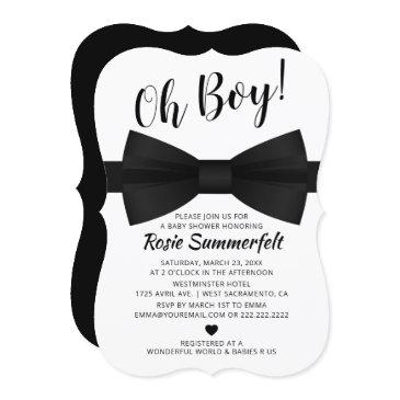simple bow tie black & white | baby shower invitation