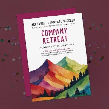 simple burgundy mountain retreat forest watercolor invitation