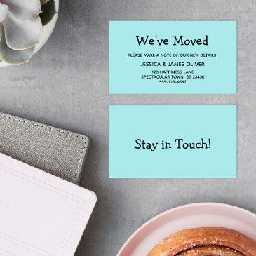 simple, casual, turquoise "we've moved" invitations