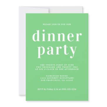 simple chic typography summer green dinner party invitation
