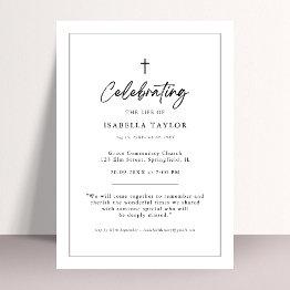 Small Simple Christian Memorial Religious Cross Funeral Invitation Front View