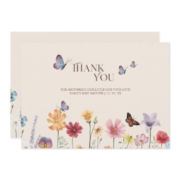 simple colorful wildflower baby shower thank you invitations