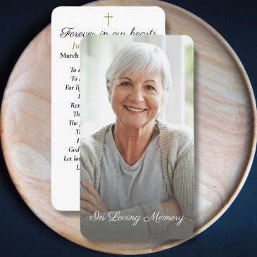 simple cross photo funeral memorial prayer invitations
