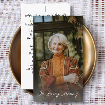 simple cross photo funeral memorial prayer invitations