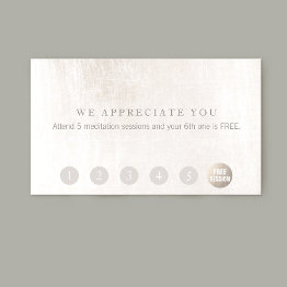 Small Simple Customer Loyalty 6 Punch White Marble Front View