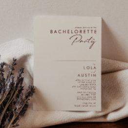Small Simple Desert | Natural White Bachelorette Party Invitation Front View