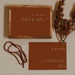 Small Simple Desert Terracotta Maid Of Honor Invitations Front View