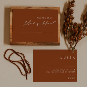 simple desert terracotta maid of honor invitations