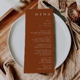 Small Simple Desert | Terracotta Wedding Dinner Menu Front View