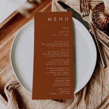 simple desert | terracotta wedding dinner menu