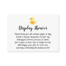 Small Simple Display Baby Shower Gift Invitations, Rubber Duck Enclosure Invitations Front View