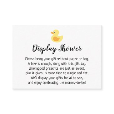 simple display baby shower gift invitations, rubber duck enclosure invitations