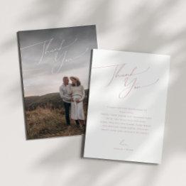 Small Simple Dusty Rose Vertical Photo Baby Shower Thank You Invitations Front View
