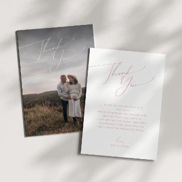 simple dusty rose vertical photo baby shower thank you invitations