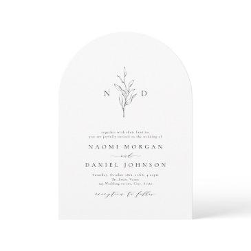 simple elegance botanical monogram rustic wedding invitation