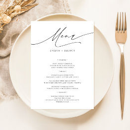 Small Simple Elegant Wedding Dinner Food Menu Invitations Front View