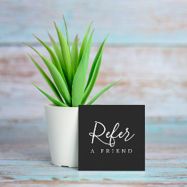 Small Simple Elegant Black And White Referral Invitations Front View