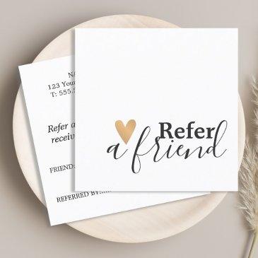 simple elegant black white gold heart referral invitations