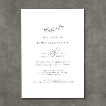 simple elegant botanical 19th birthday invitation