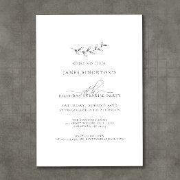 Small Simple Elegant Botanical 70th Birthday Invitation Front View