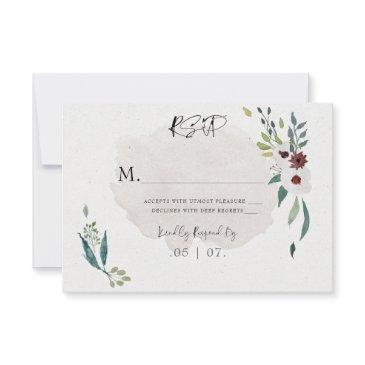 simple elegant burgundy greenery watercolor rsvp invitations