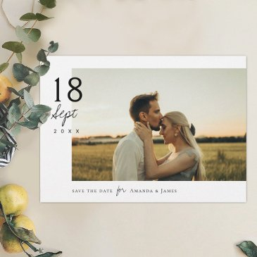 simple elegant chic photo wedding save the date invitation