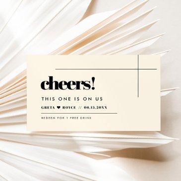 simple elegant & chic wedding drink ticket