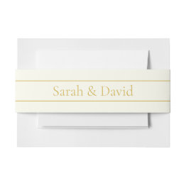 Small Simple Elegant Customizable Text | Gold Off White Invitation Belly Band Front View