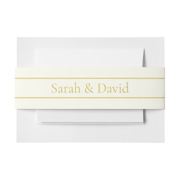 simple elegant customizable text | gold off white invitation belly band