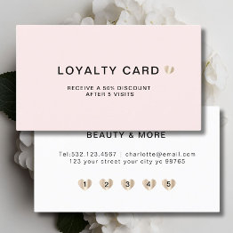 Small Simple Elegant Heart 5 Visit Loyalty Invitations Front View