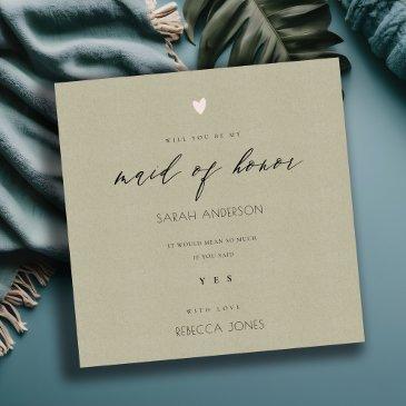 simple elegant kraft typography maid of honour invitation