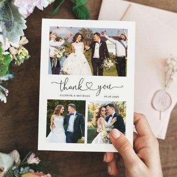 simple elegant love heart script 4 wedding photo thank you invitations
