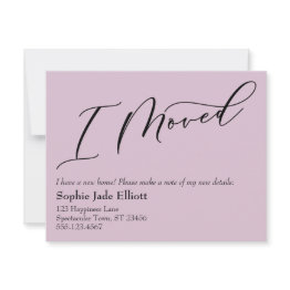 Small Simple Elegant Mauve Pink I Moved New Address Invitations Front View
