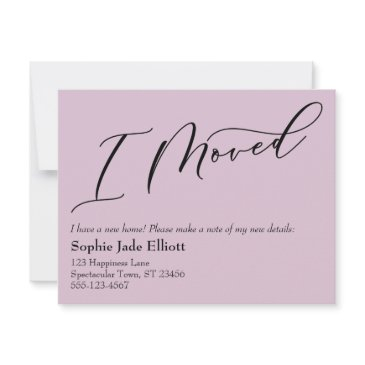 simple elegant mauve pink i moved new address invitations