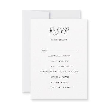 simple elegant menu choice rsvp invitations