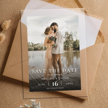simple elegant modern photo wedding save the date acrylic invitations
