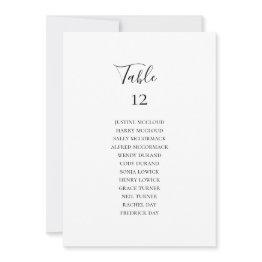 Small Simple Elegant Table Number Seating Chart Front View