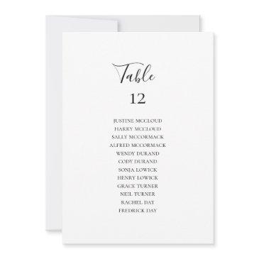 simple elegant table number seating chart